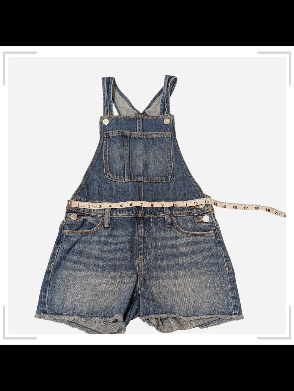 Pre-owned Old Navy Denim Short Overalls in Washed Blue - Picture 2 of 7